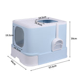 PaWz Cat Litter Box Fully Enclosed Kitty Toilet Trapping Odor Control Basin Blue PaWz