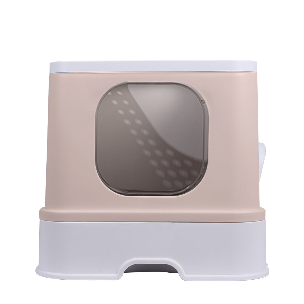 PaWz Cat Litter Box Fully Enclosed Kitty Toilet Trapping Odor Control Basin Coffee PaWz