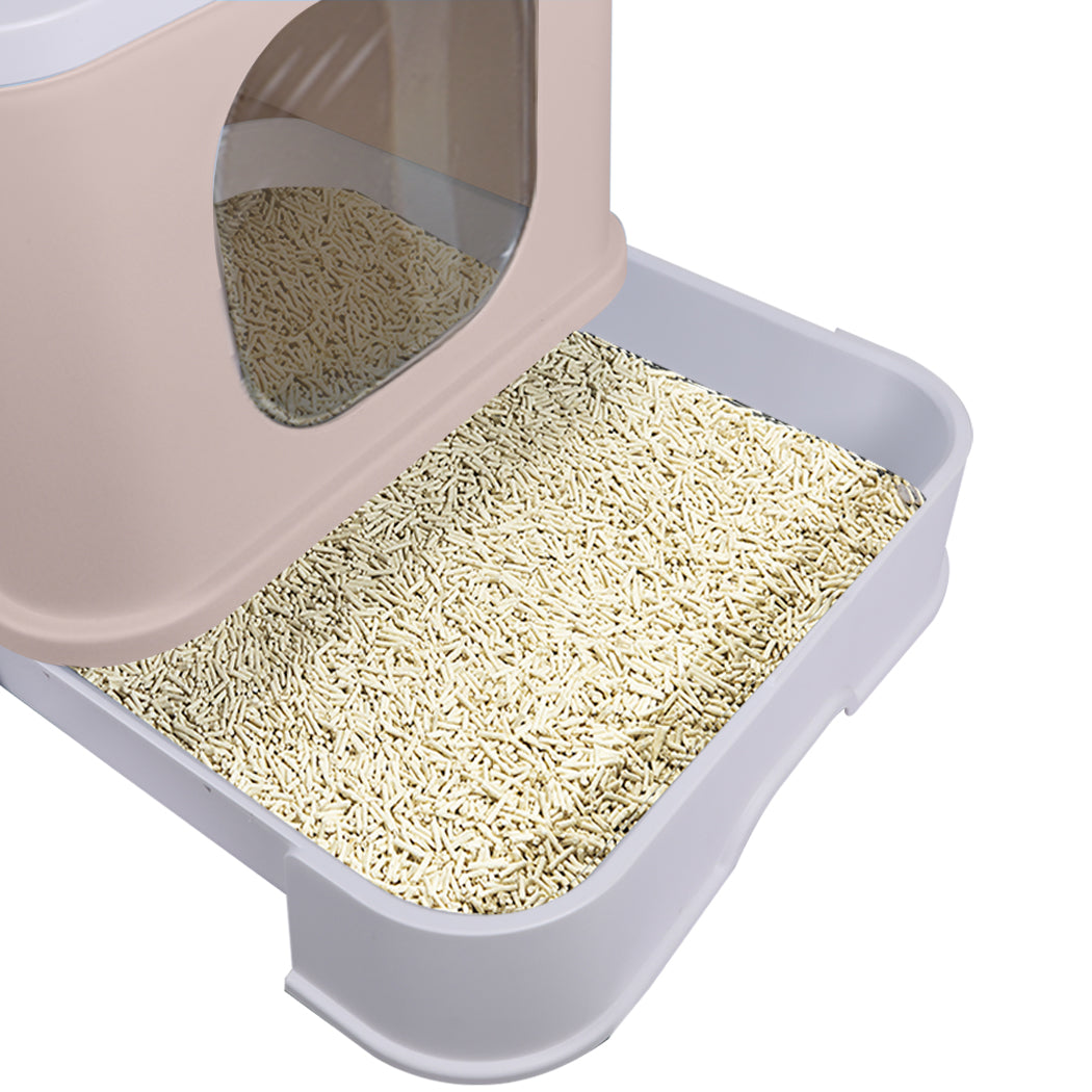 PaWz Cat Litter Box Fully Enclosed Kitty Toilet Trapping Odor Control Basin Coffee PaWz