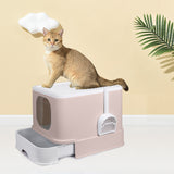 PaWz Cat Litter Box Fully Enclosed Kitty Toilet Trapping Odor Control Basin Coffee PaWz