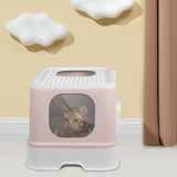 PaWz Cat Litter Box Fully Enclosed Kitty Toilet Trapping Odor Control Basin Coffee PaWz