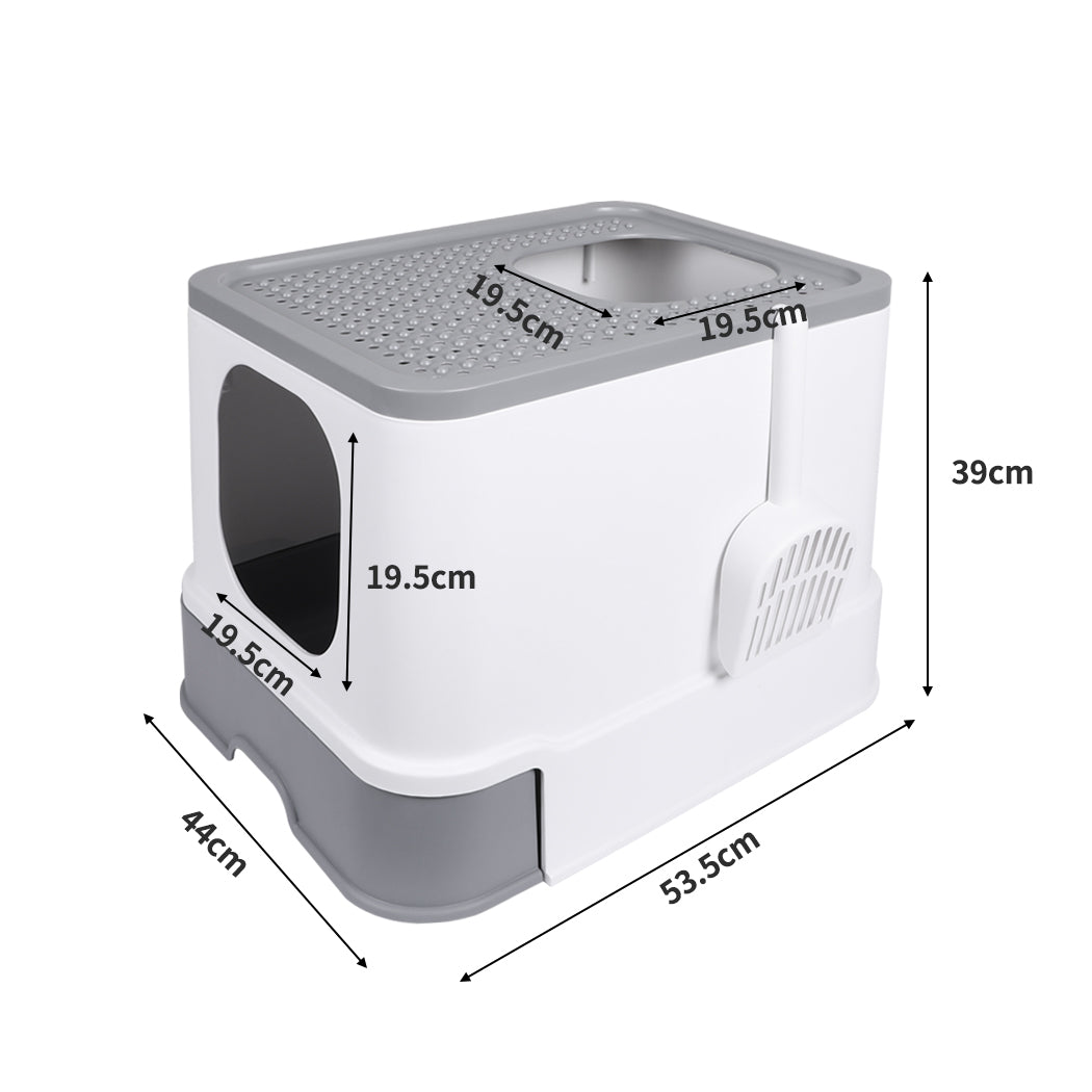 Cat Litter Box Fully Enclosed Kitty Toilet Trapping Sifting Odor Control Basin PaWz