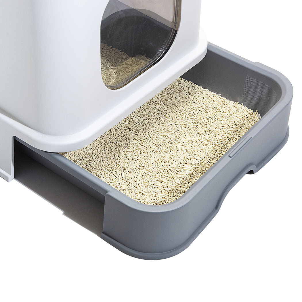 Cat Litter Box Fully Enclosed Kitty Toilet Trapping Sifting Odor Control Basin PaWz