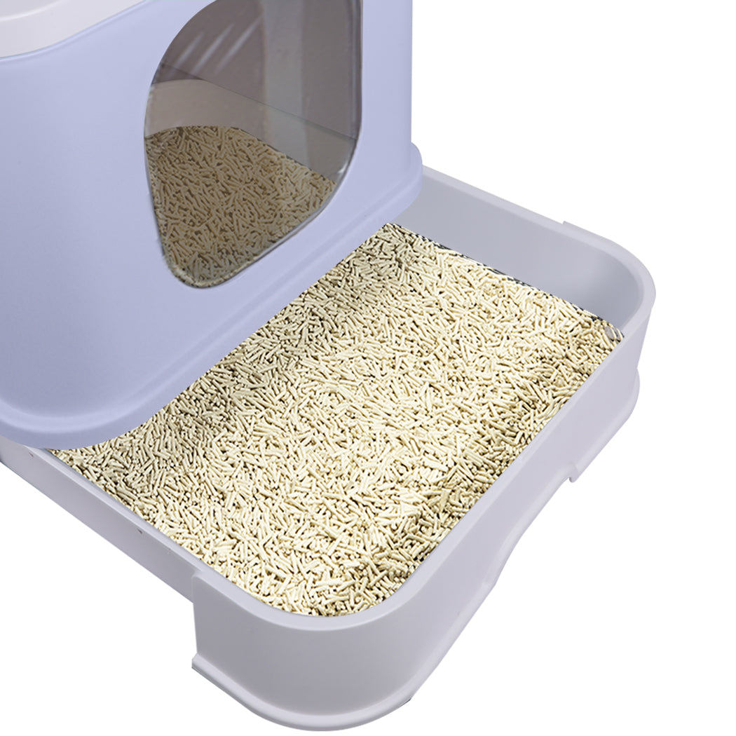 PaWz Cat Litter Box Fully Enclosed Toilet Trapping Odor Control Basin Purple PaWz