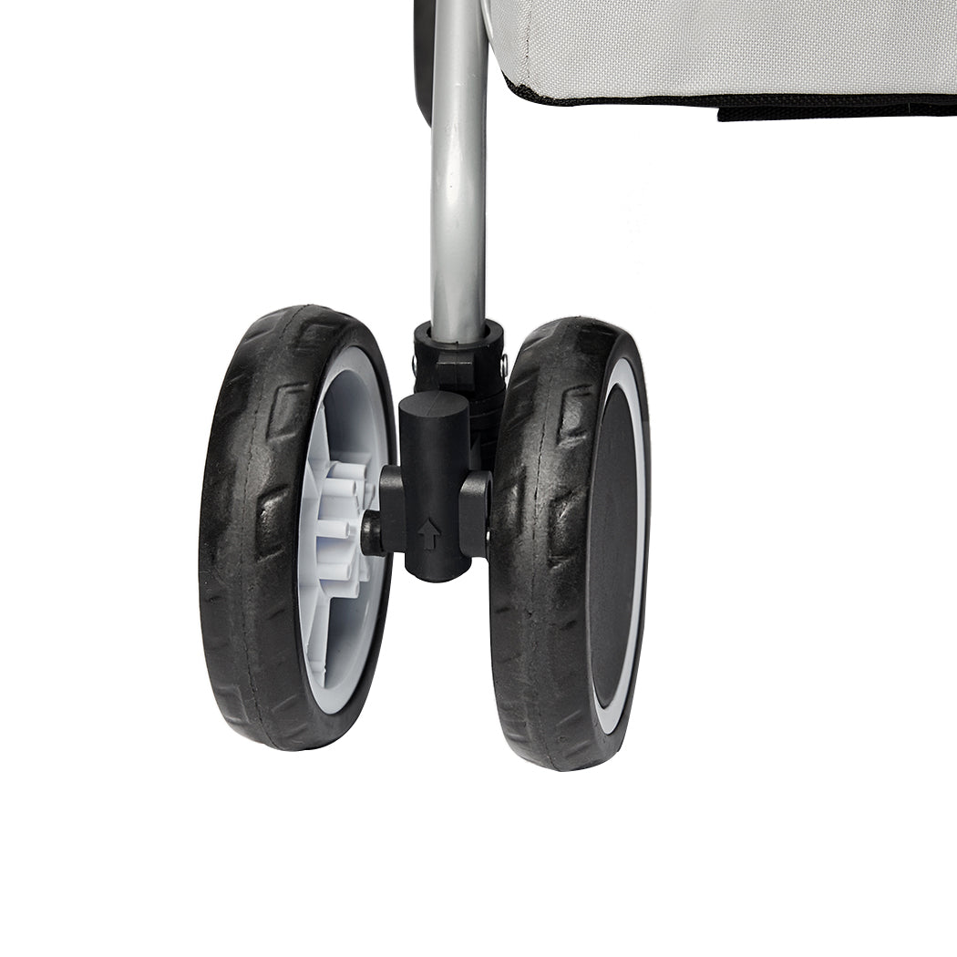 Pet Stroller Dog Cat Puppy Pram Travel Carrier 4 Wheels Pushchair Foldable Grey Unbranded