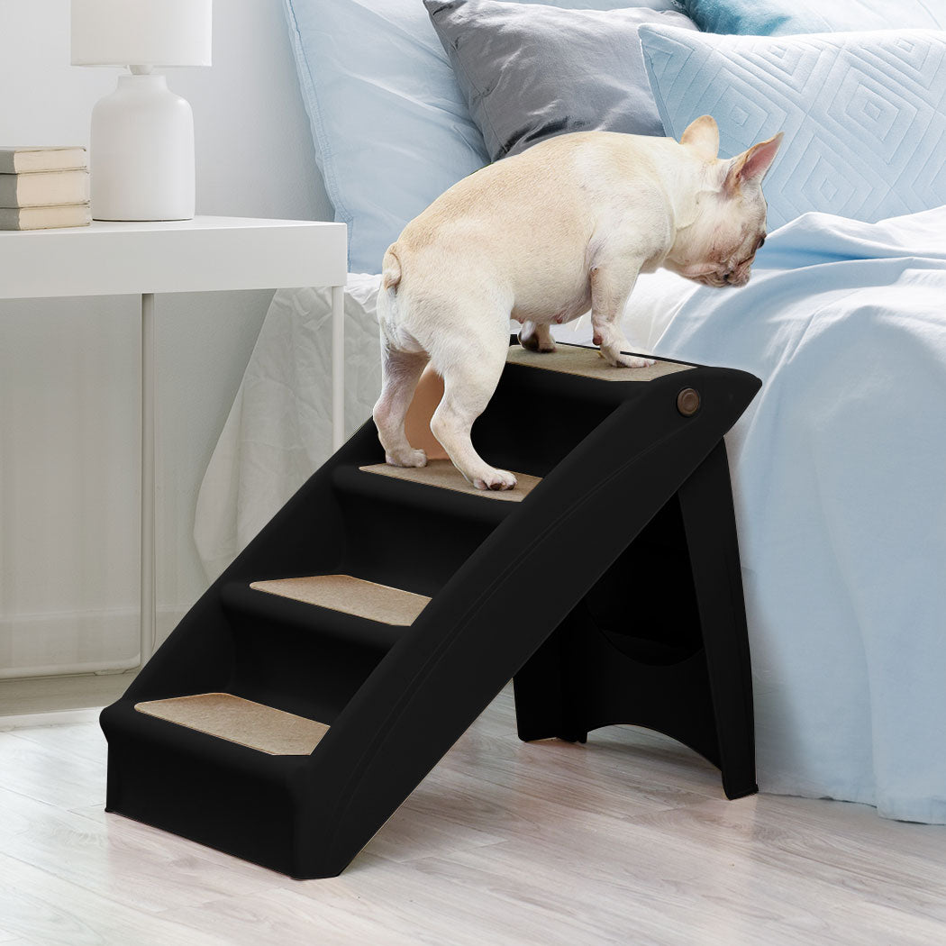 Pet Stairs Ramp Steps Portable Foldable Climbing Ladder Soft Washable Dog Black PaWz