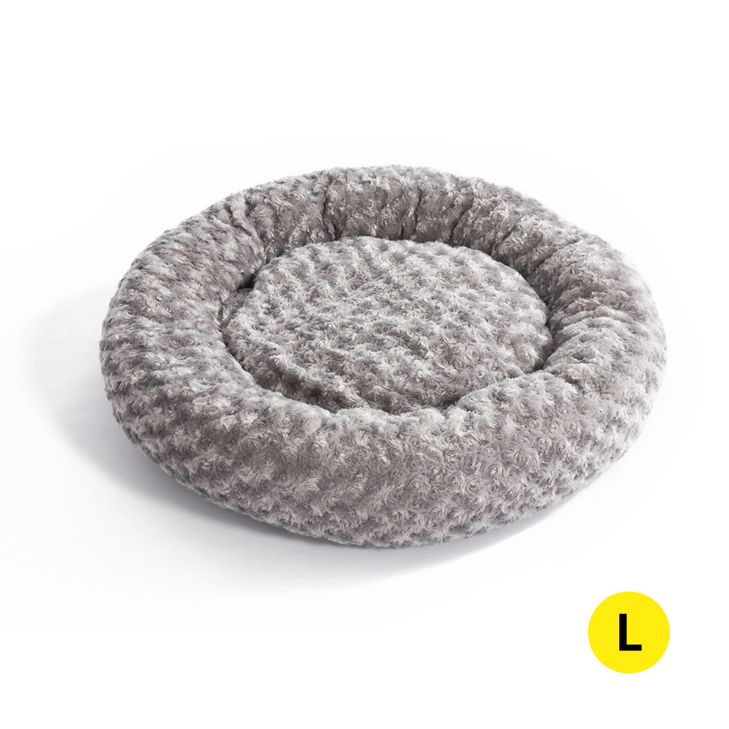 Pet Bed Dog Cat Nest Calming Donut Mat Soft Plush Kennel Cave Deep Sleeping L PaWz