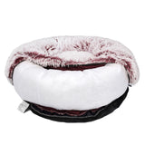 Pet Bed Cat Dog Donut Nest Calming Mat Soft Plush Kennel Pink L PaWz