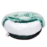 Pet Bed Cat Dog Donut Nest Calming Mat Soft Plush Kennel Teal L PaWz