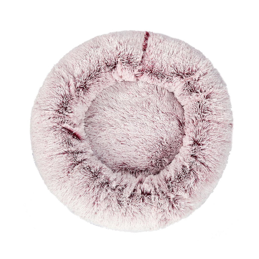 Pet Bed Cat Dog Donut Nest Calming Mat Soft Plush Kennel Pink M PaWz
