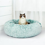 Pet Bed Cat Dog Donut Nest Calming Mat Soft Plush Kennel Teal XL PaWz