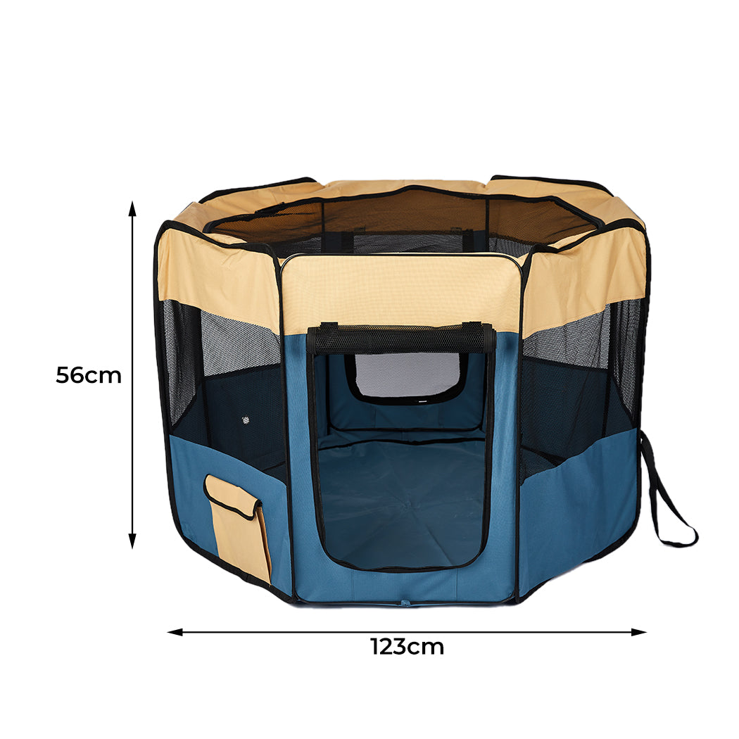 8 Panel Pet Playpen Dog Puppy Play Exercise Enclosure Fence Blue L PaWz