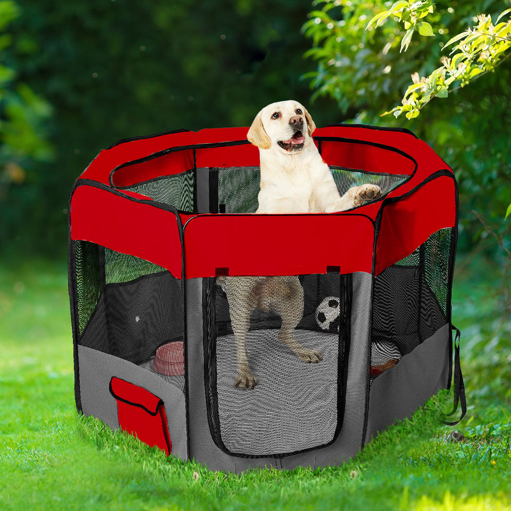 8 Panel Pet Playpen Dog Puppy Play Exercise Enclosure Fence Grey L PaWz