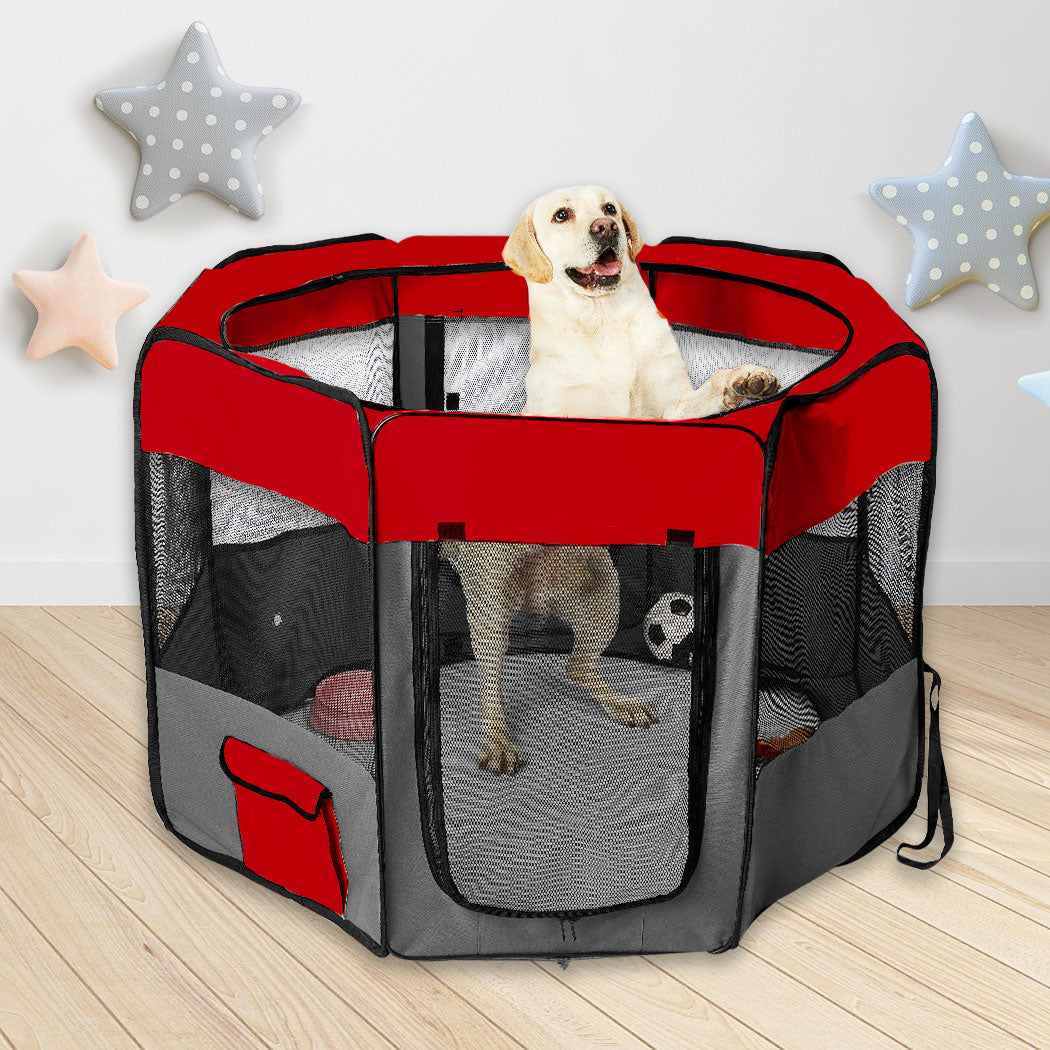 8 Panel Pet Playpen Dog Puppy Play Exercise Enclosure Fence Grey M PaWz