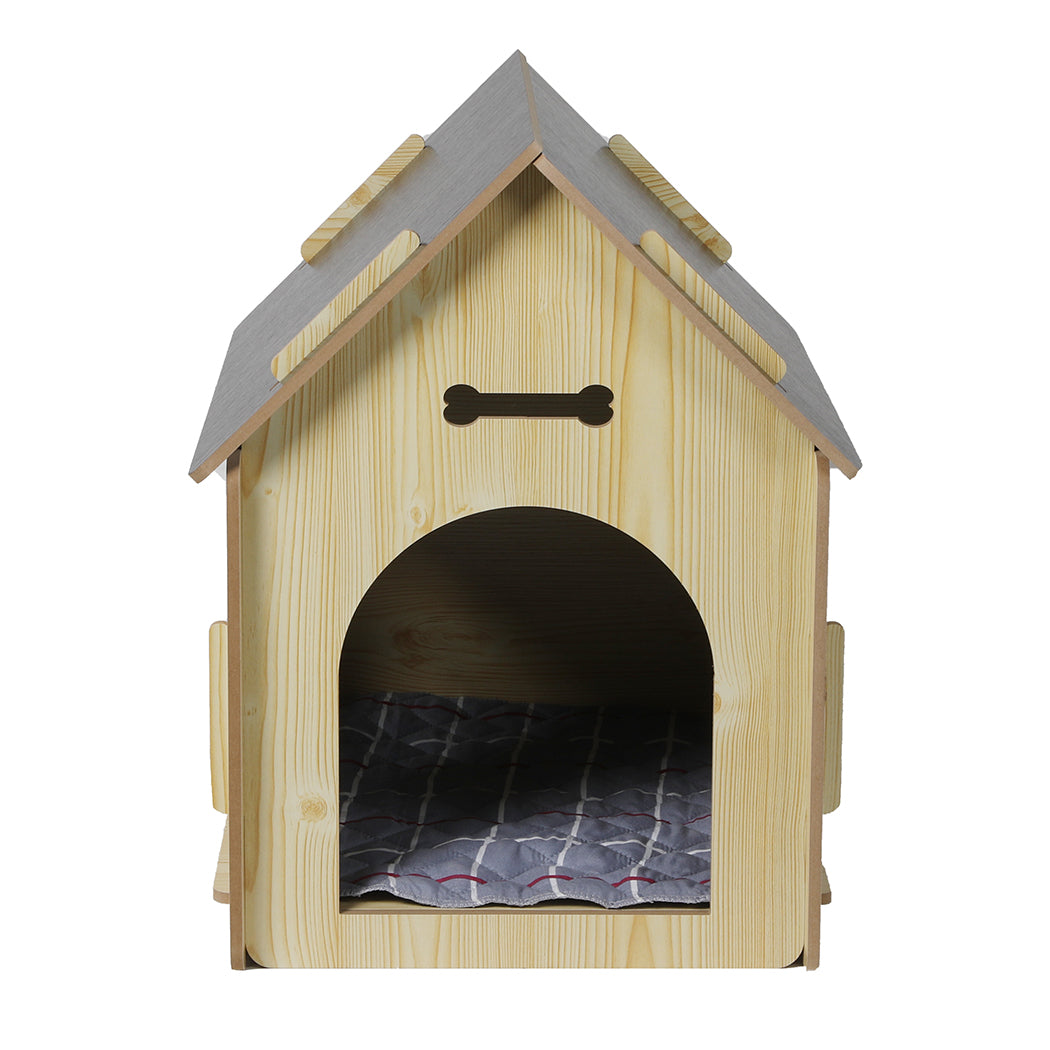 Wooden Dog House Pet Kennel Timber Indoor Cabin Large Oak L PaWz