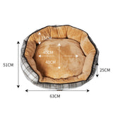 PaWz Pet Bed Set Dog Cat Quilted Blanket Squeaky Toy Calming Warm Soft Nest Checkered M PaWz