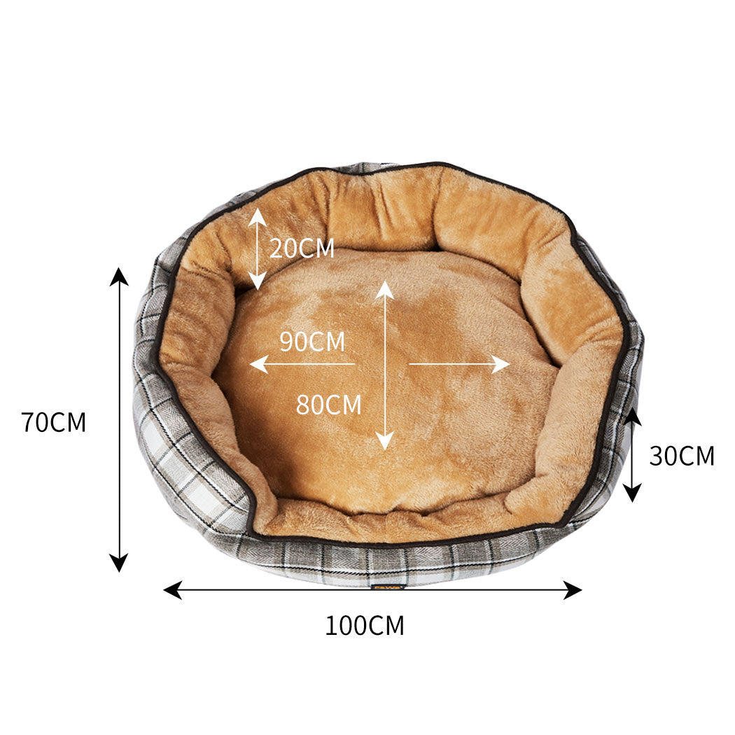PaWz Pet Bed Set Dog Cat Quilted Blanket Squeaky Toy Calming Warm Soft Nest Checkered XL PaWz
