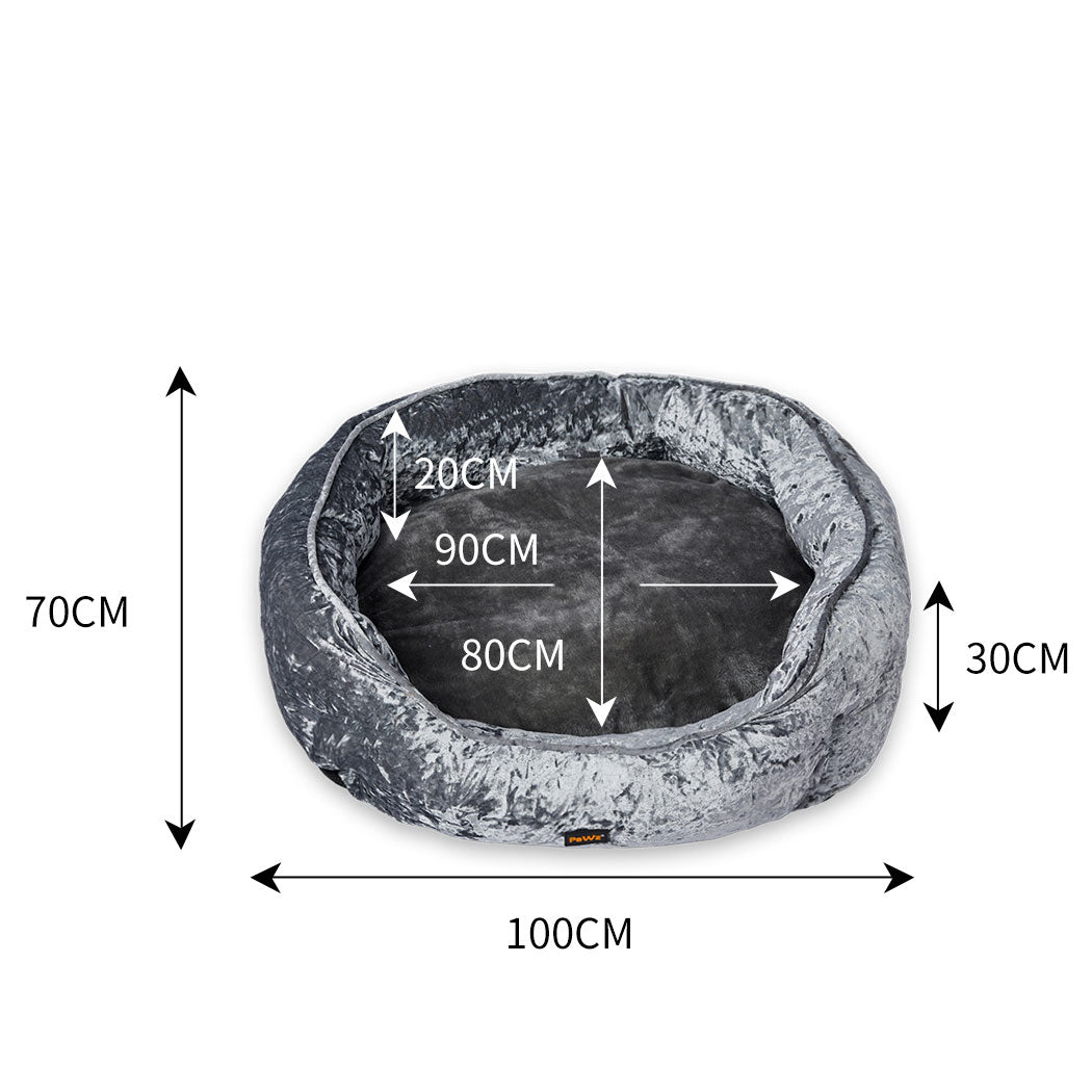 PaWz Pet Bed Set Dog Cat Quilted Blanket Squeaky Toy Calming Warm Soft Nest Grey XL PaWz