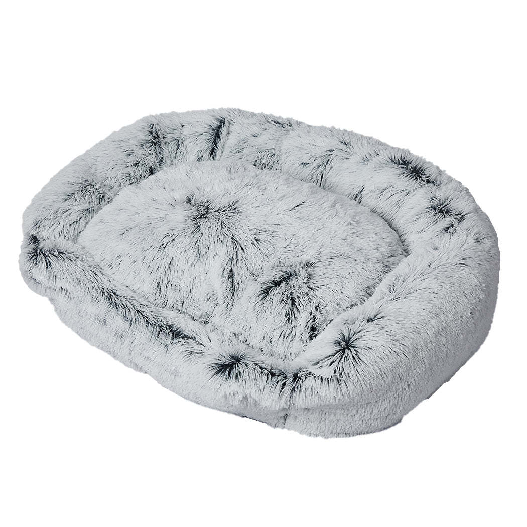 Dog Calming Bed Warm Soft Plush Comfy Sleeping Kennel Cave Memory Foam Charcoal L PaWz