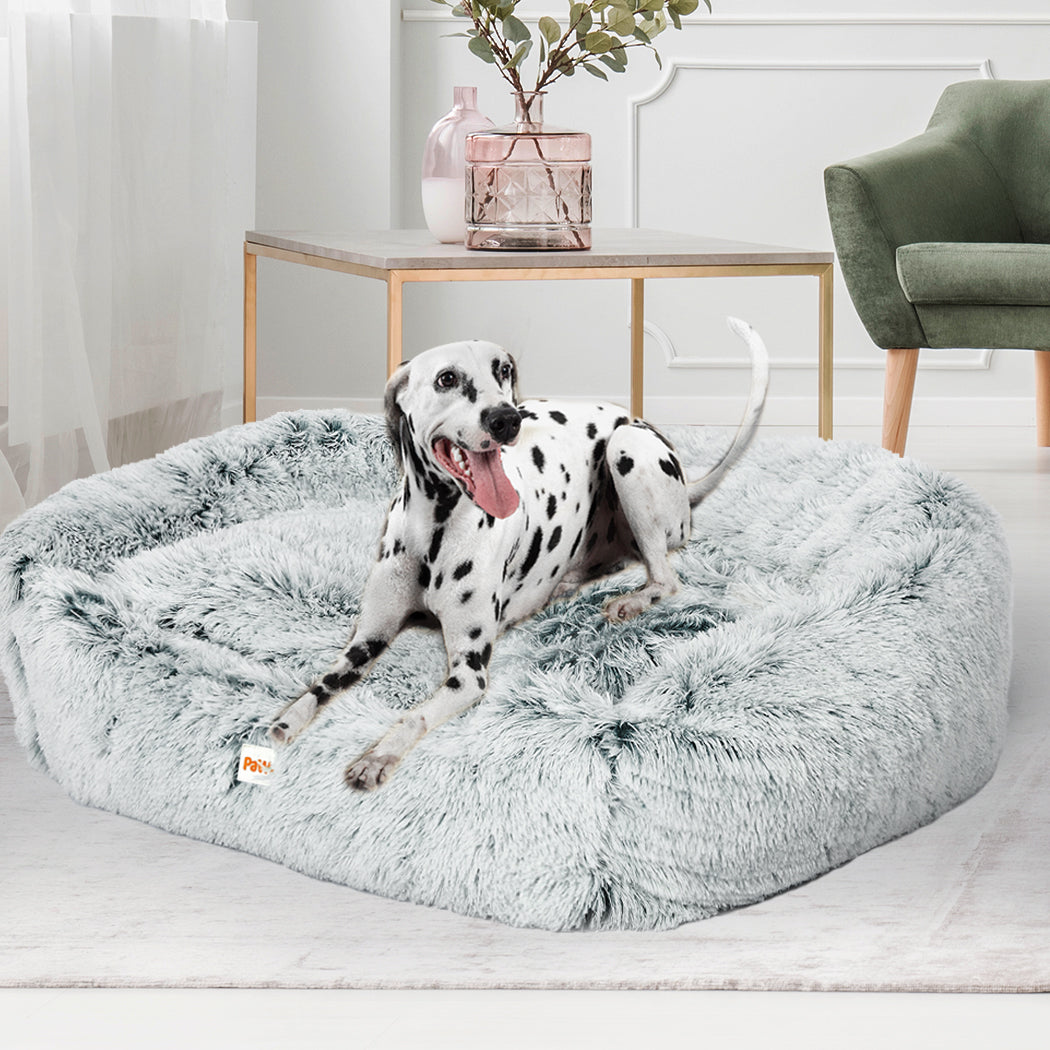 Dog Calming Bed Warm Soft Plush Comfy Sleeping Kennel Cave Memory Foam Charcoal L PaWz