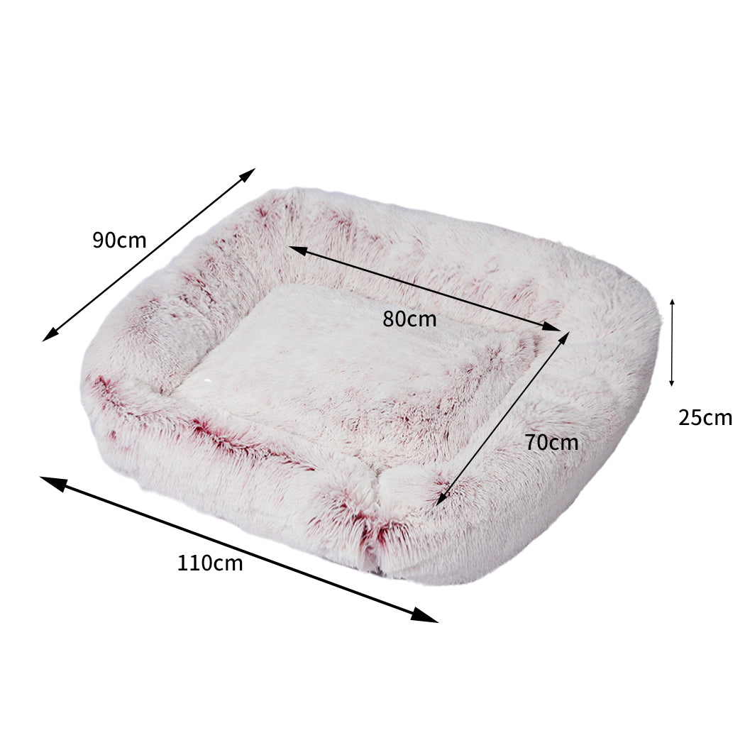 Dog Calming Bed Warm Soft Plush Comfy Sleeping Kennel Cave Memory Foam Pink L PaWz