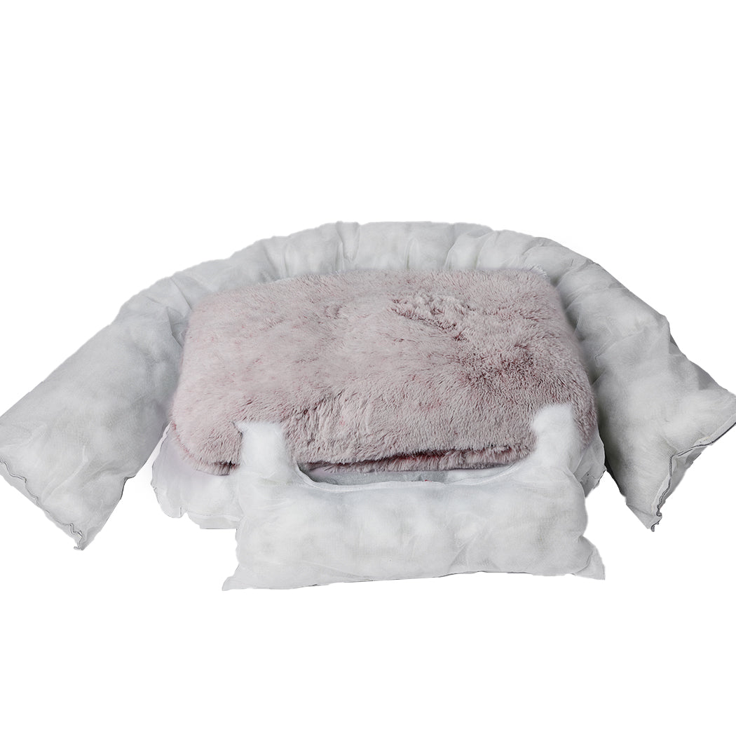 Dog Calming Bed Warm Soft Plush Comfy Sleeping Kennel Cave Memory Foam Pink L PaWz