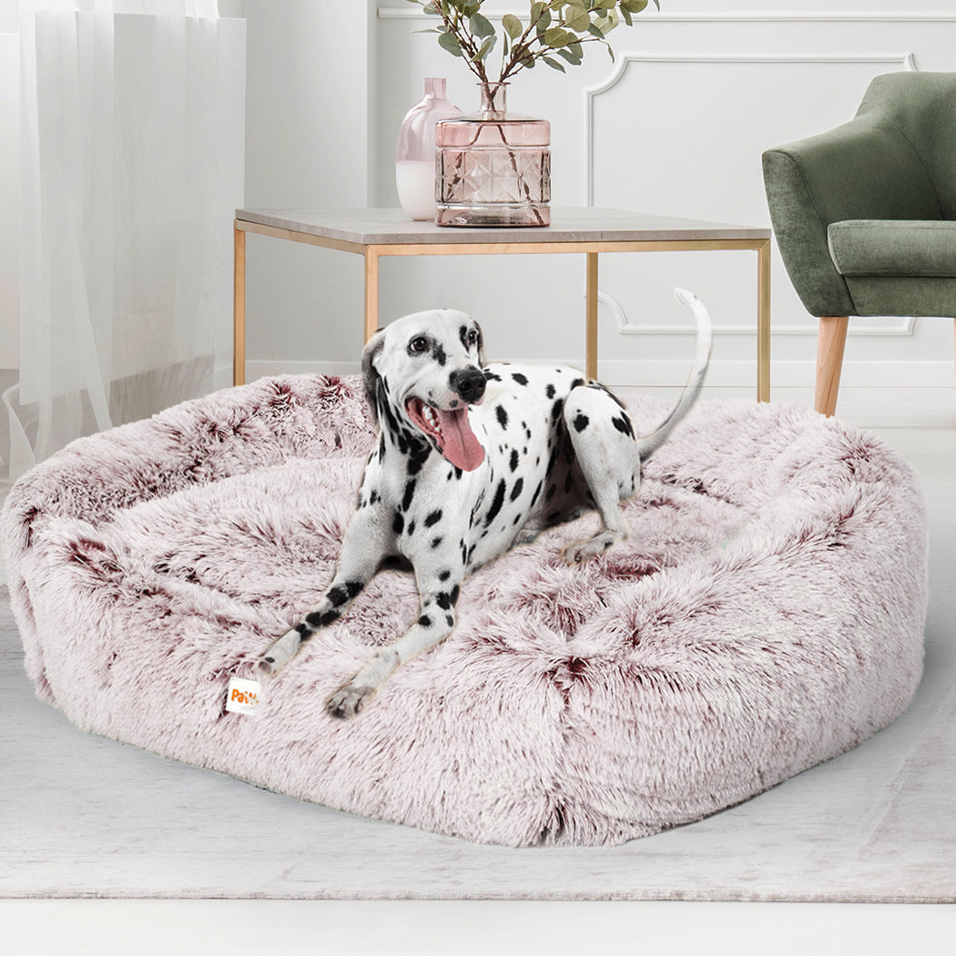 Dog Calming Bed Warm Soft Plush Comfy Sleeping Kennel Cave Memory Foam Pink L PaWz