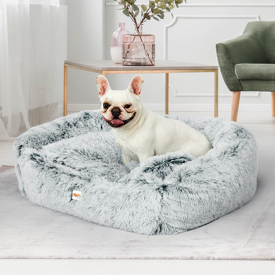 Dog Calming Bed Warm Soft Plush Comfy Sleeping Kennel Cave Memory Foam Charcoal S PaWz