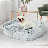 Dog Calming Bed Warm Soft Plush Comfy Sleeping Kennel Cave Memory Foam Charcoal S PaWz
