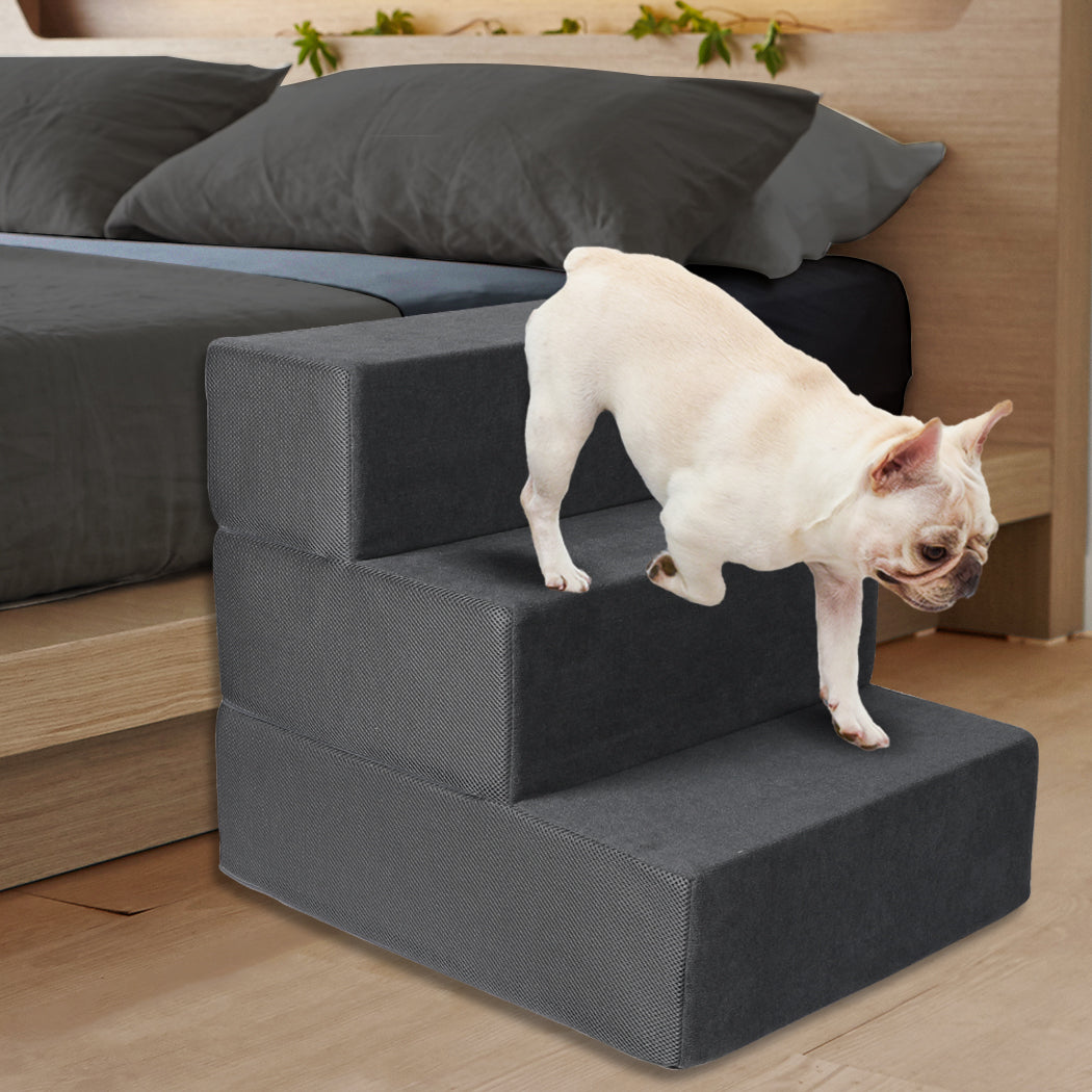 PaWz Pet Stair 3 Step Ramp Portable Adjustable Climbing Ladder Soft Washable PaWz
