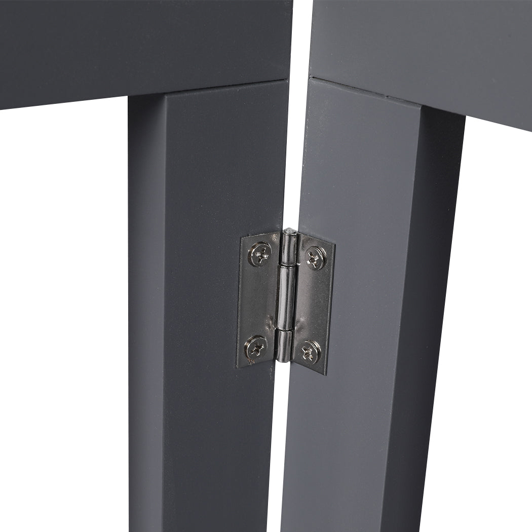 Wooden Pet Gate Dog Fence Retractable Barrier Portable Door 3 Panel Grey PaWz