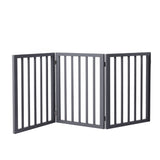 Wooden Pet Gate Dog Fence Retractable Barrier Portable Door 3 Panel Grey
