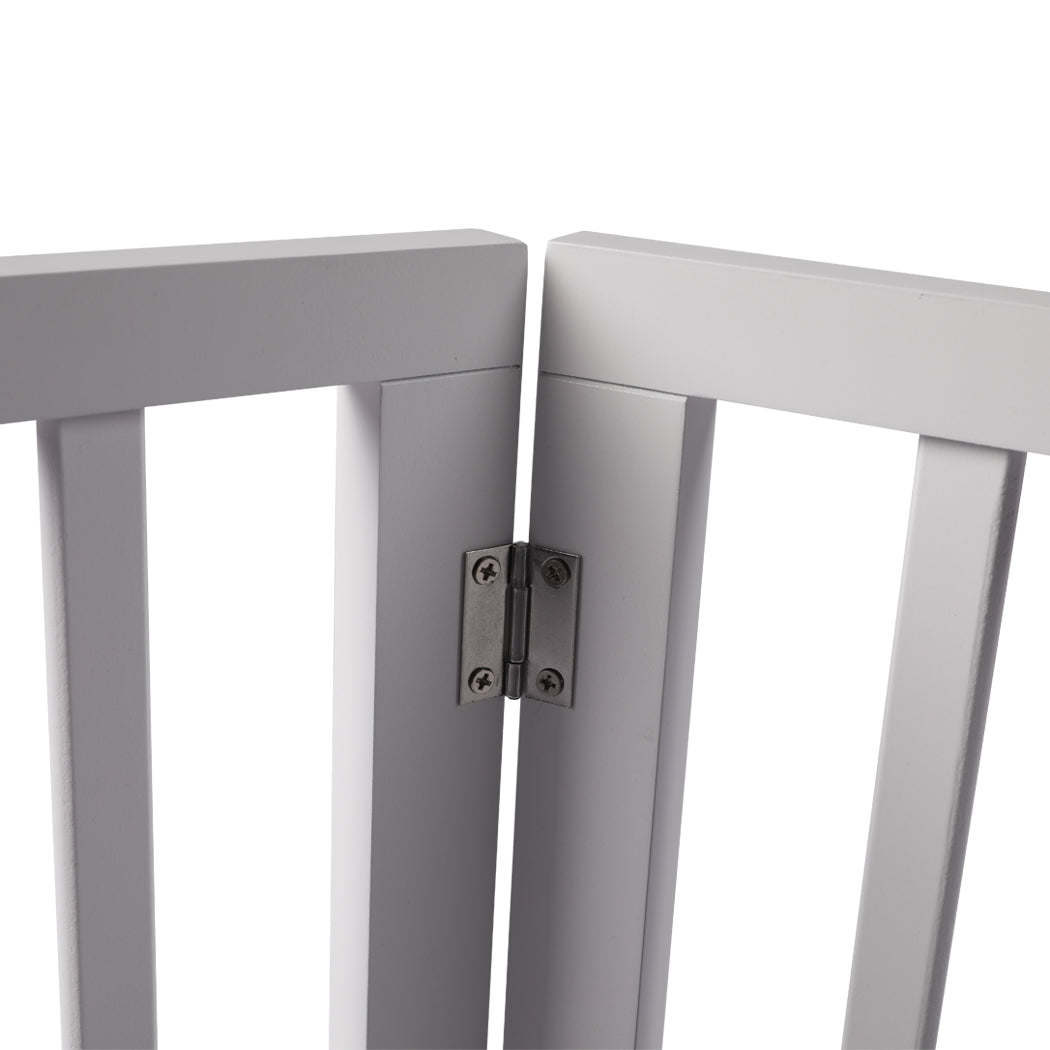 Wooden Pet Gate Dog Fence Retractable Barrier Portable Door 3 Panel White PaWz