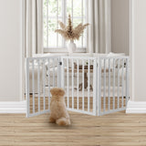 Wooden Pet Gate Dog Fence Retractable Barrier Portable Door 3 Panel White PaWz