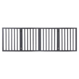 Wooden Pet Gate Dog Fence Retractable Barrier Portable Door 4 Panel Grey PaWz