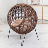 PaWz Rattan Pet Bed Elevated Cat Dog House Round Wicker Basket Kennel Egg Shape PaWz