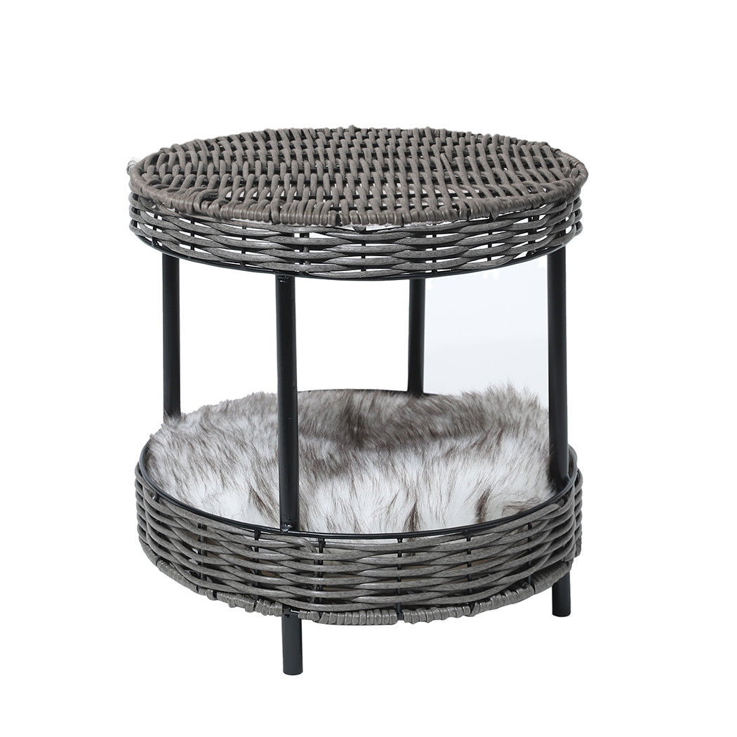PaWz Rattan Pet Bed Elevated Raised Cat Dog House Wicker Basket Kennel Table PaWz