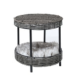 PaWz Rattan Pet Bed Elevated Raised Cat Dog House Wicker Basket Kennel Table