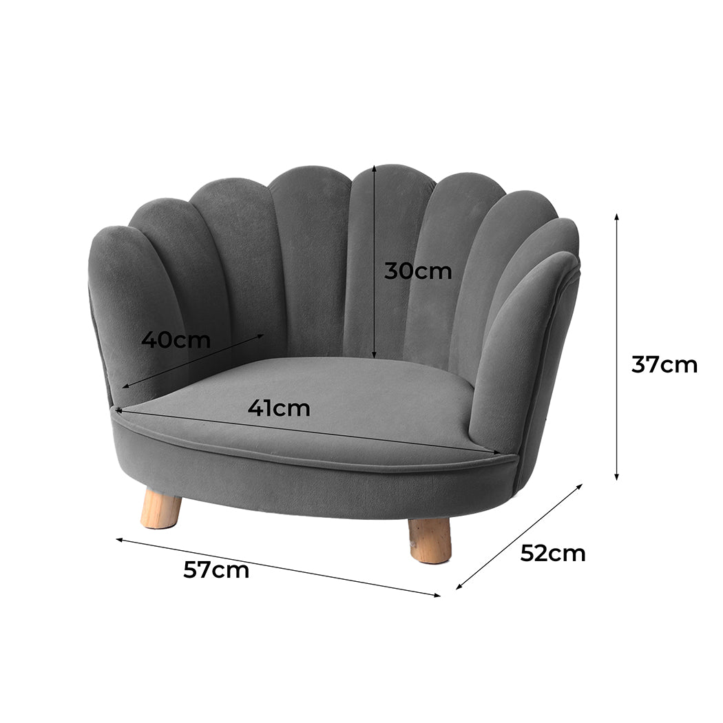 PaWz Luxury Pet Sofa Chaise Lounge Sofa Bed Cat Dog Beds Couch Sleeper Soft Grey PaWz