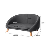 PaWz Luxury Pet Sofa Chaise Lounge Sofa Bed Cat Dog Beds Couch Sleeper Soft Grey PaWz