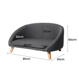 PaWz Luxury Pet Sofa Chaise Lounge Sofa Bed Cat Dog Beds Couch Sleeper Soft Grey PaWz