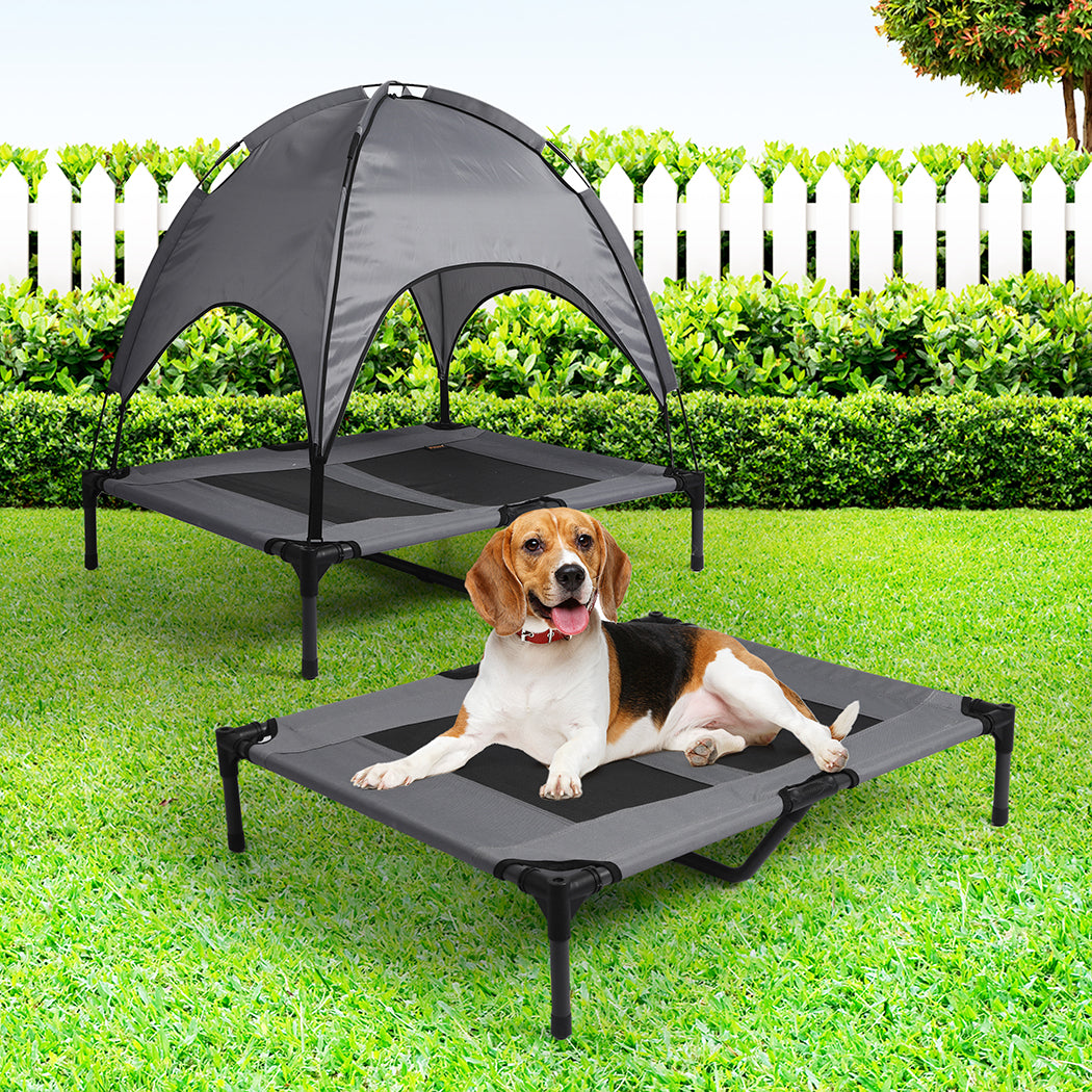 PaWz Pet Trampoline Bed Dog Cat Elevated Hammock With Canopy Raised Heavy Duty L PaWz