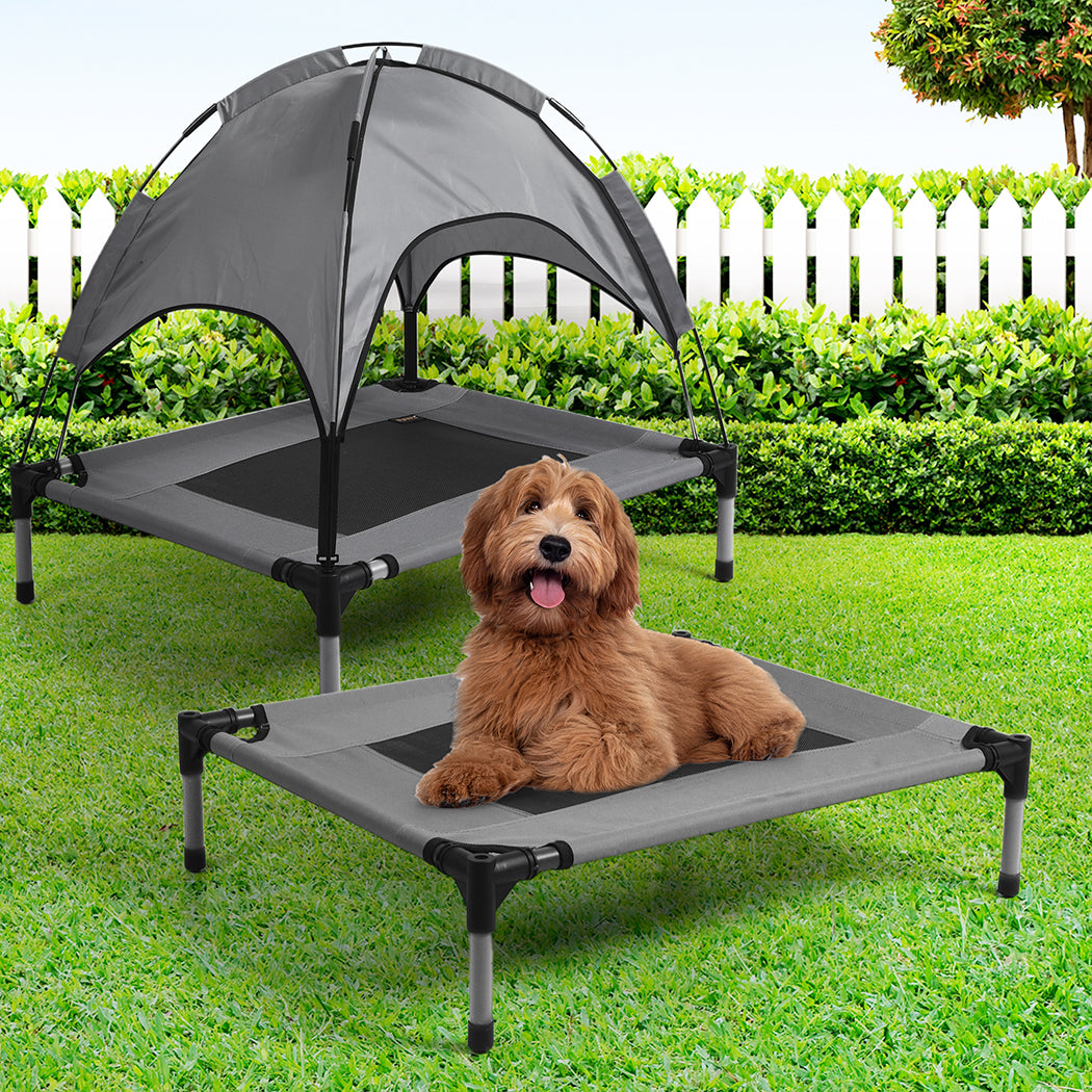 PaWz Pet Trampoline Bed Dog Cat Elevated Hammock With Canopy Raised Heavy Duty S PaWz