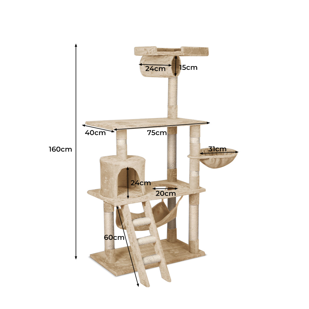 PaWz Cat Tree Scratching Post 160cm (Cream) PaWz