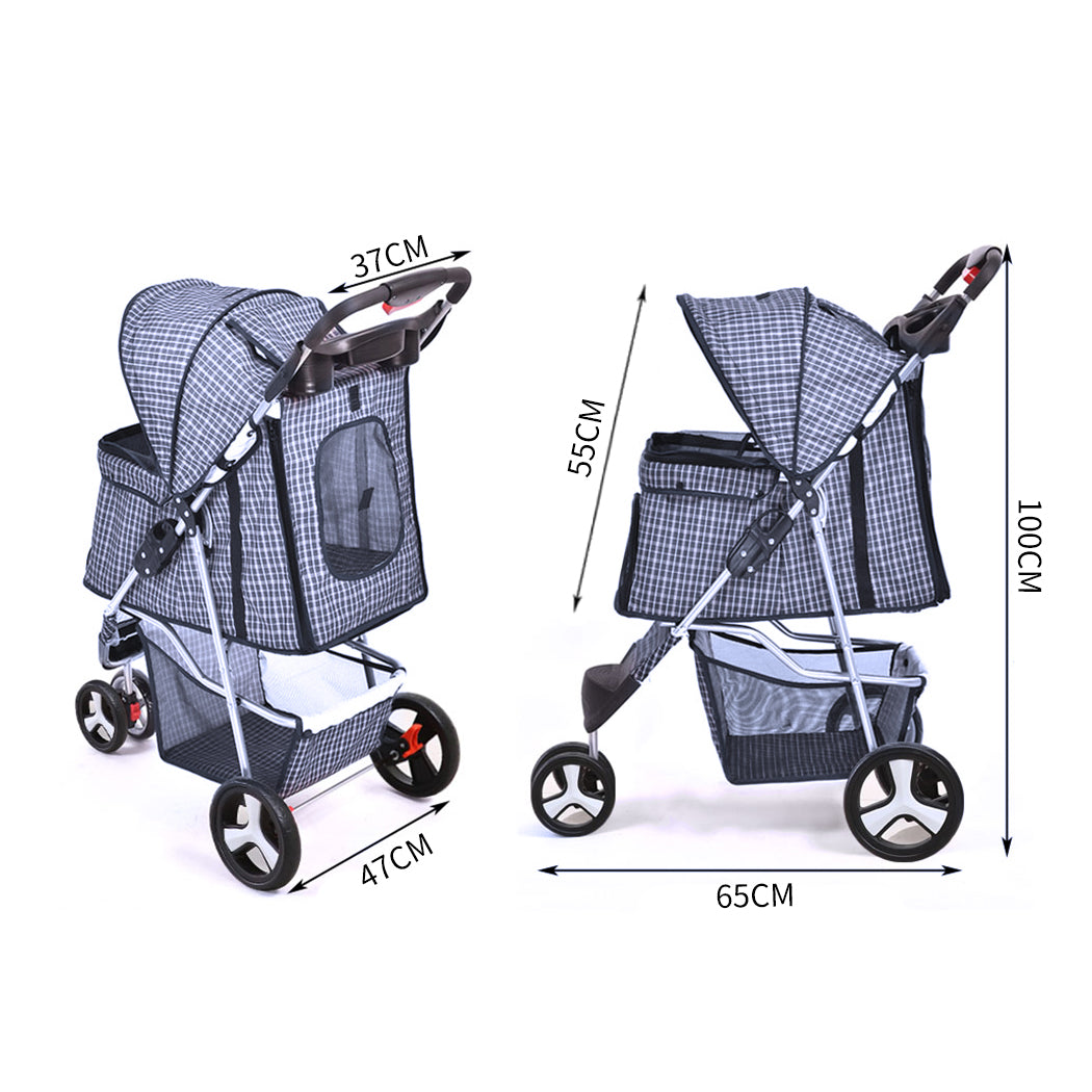 PaWz Pet Stroller 3 Wheels Dog Cat Cage Puppy Pushchair Travel Walk Carrier Pram PaWz