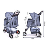 PaWz Pet Stroller 3 Wheels Dog Cat Cage Puppy Pushchair Travel Walk Carrier Pram PaWz