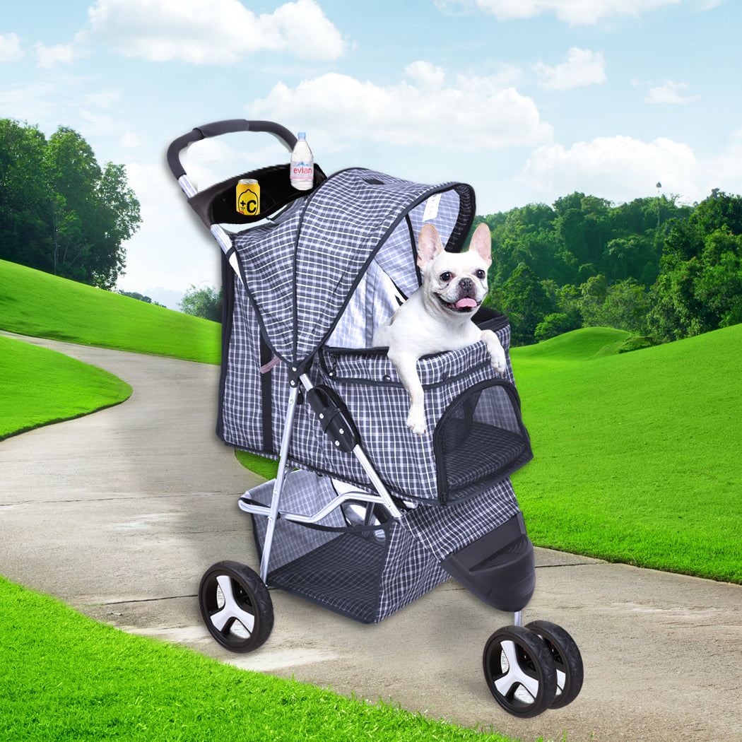 PaWz Pet Stroller 3 Wheels Dog Cat Cage Puppy Pushchair Travel Walk Carrier Pram PaWz