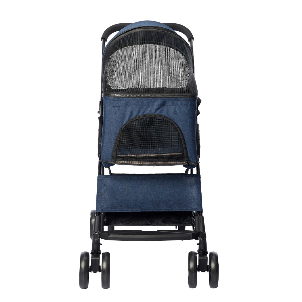 Pet Stroller Dog Cat Pram Foldable Carrier 4 Wheels Large Travel Pushchair Blue Unbranded