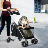 Pet Stroller Dog Cat Pram Foldable Carrier Large Travel 4 Wheels Pushchair Black Unbranded
