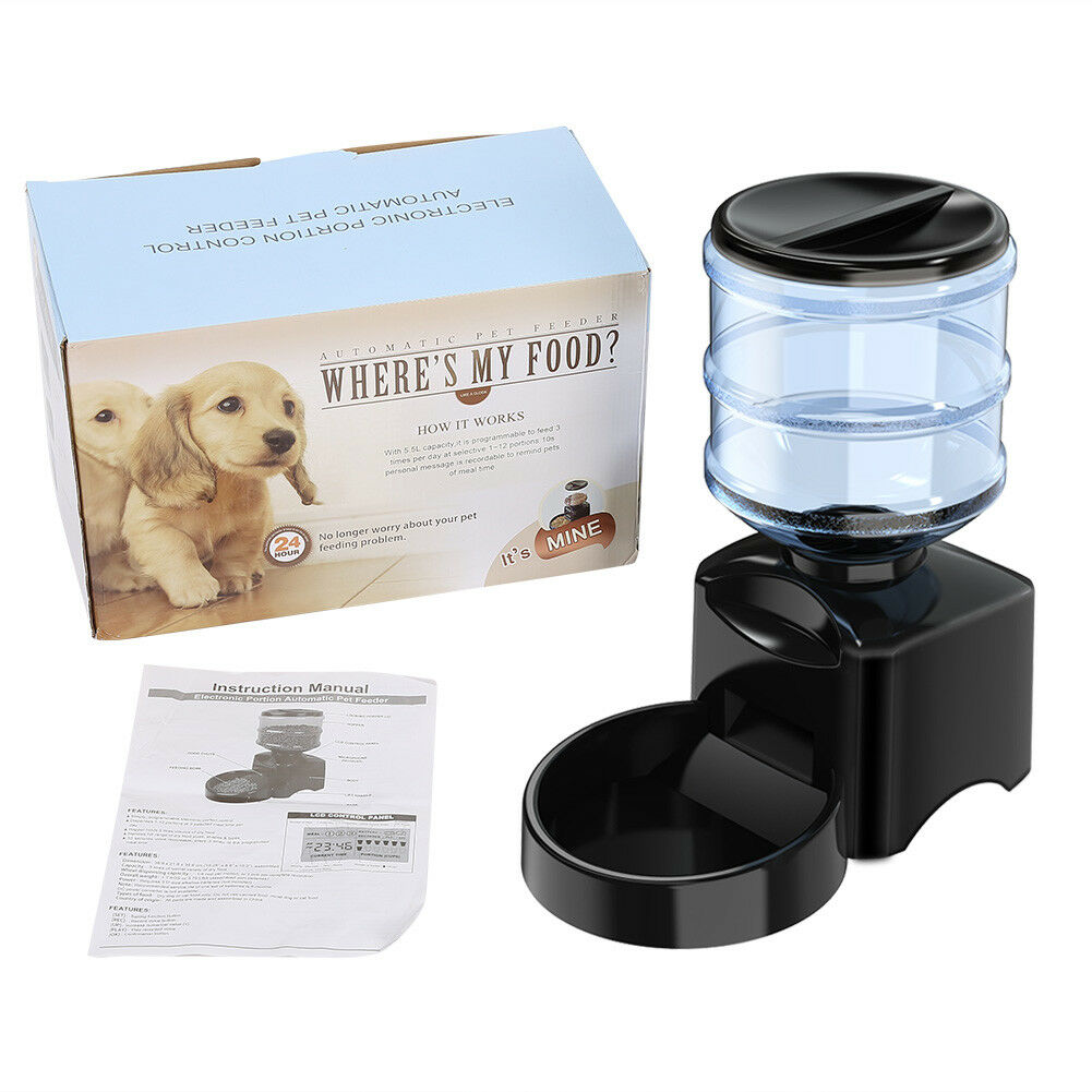 5.5L Automatic Pet Feeder Cat Dog Smart Food Dispenser Self Feeding Meal Bottle Unbranded